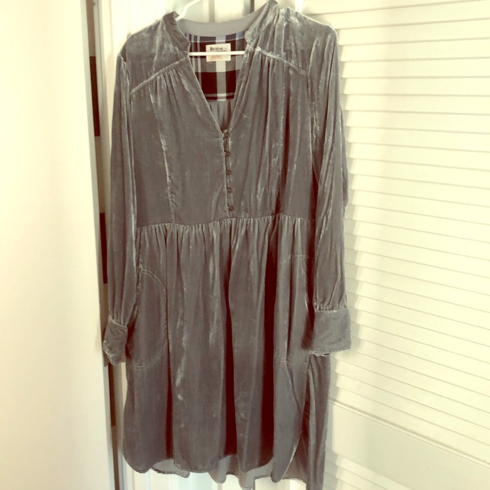 Light blue velvet dress from Anthropologie